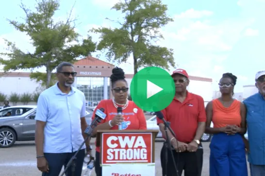 Maximus workers at a rally in Hattiesburg