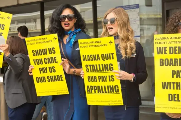 Alaska Airlines Flight Attendants Picket Last December