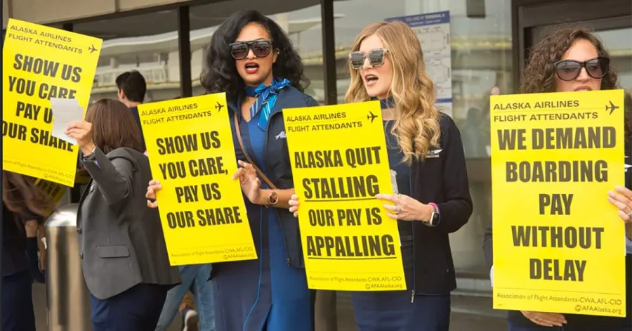 Alaska Airlines Flight Attendants Picket Last December